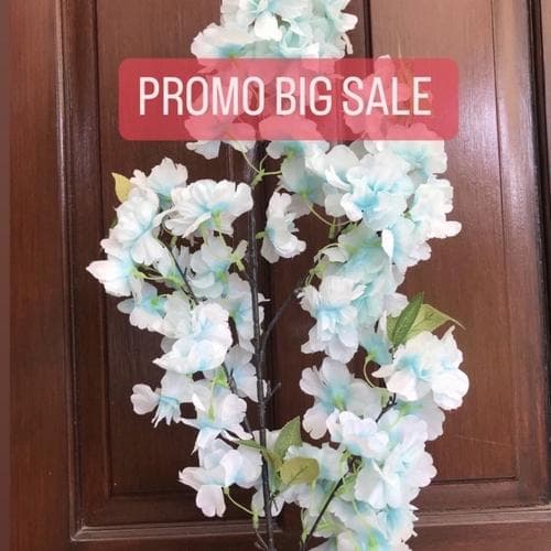 Cherry blossom artificial Blue White with leaves PREMIUM import