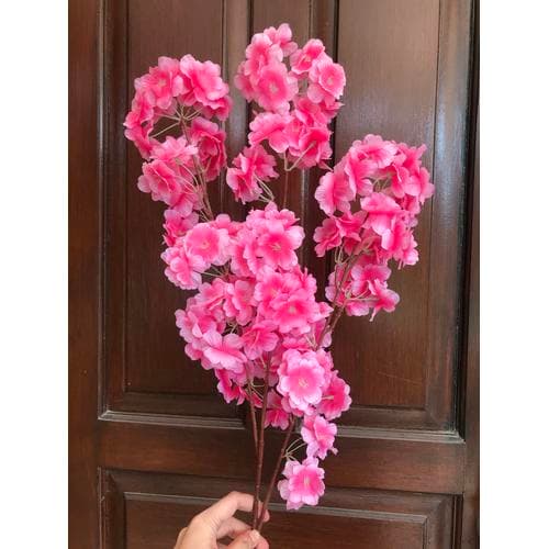Cherry blossom artificial tanpa daun versi ekonomis bunga plastik - Merah Muda